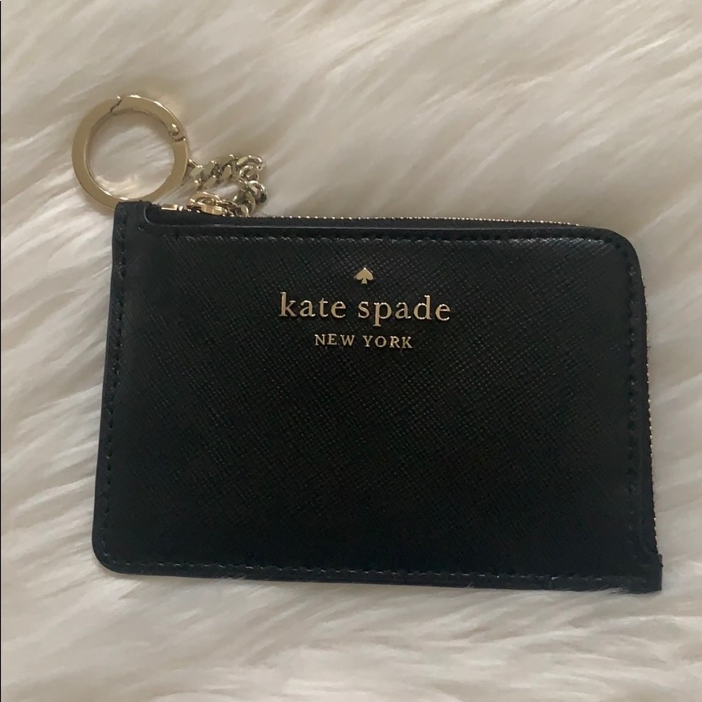 Kate Spade Black Medium L - Zip Card Holder Wallet